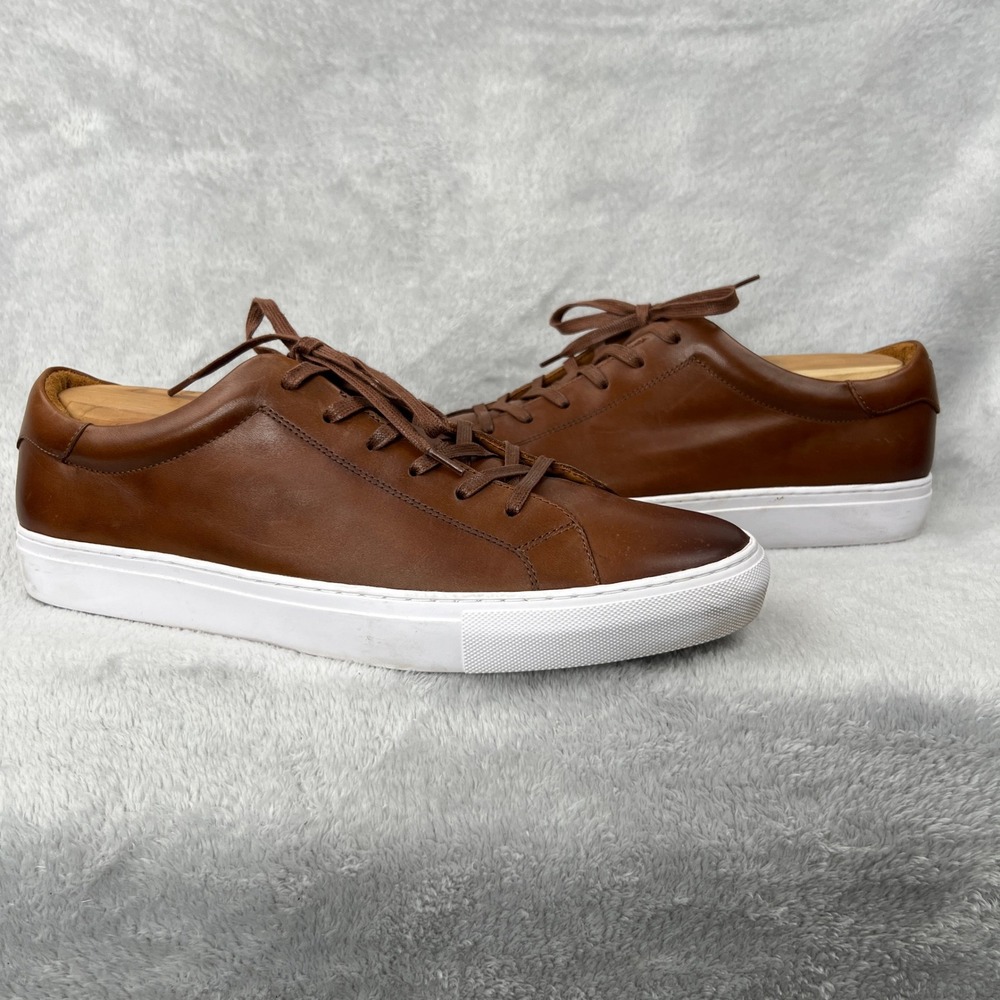 Polo Ralph Lauren Jermain II Leather Sneakers Size 11.5 Brown Men Low Top Casual